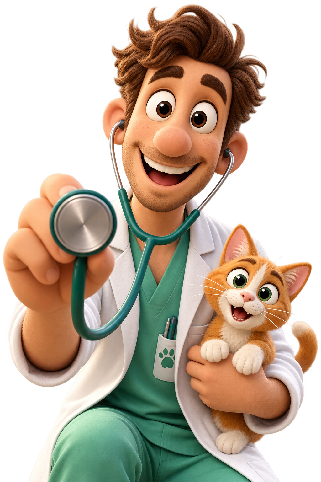 Veterinaire VetoProche portant un chaton